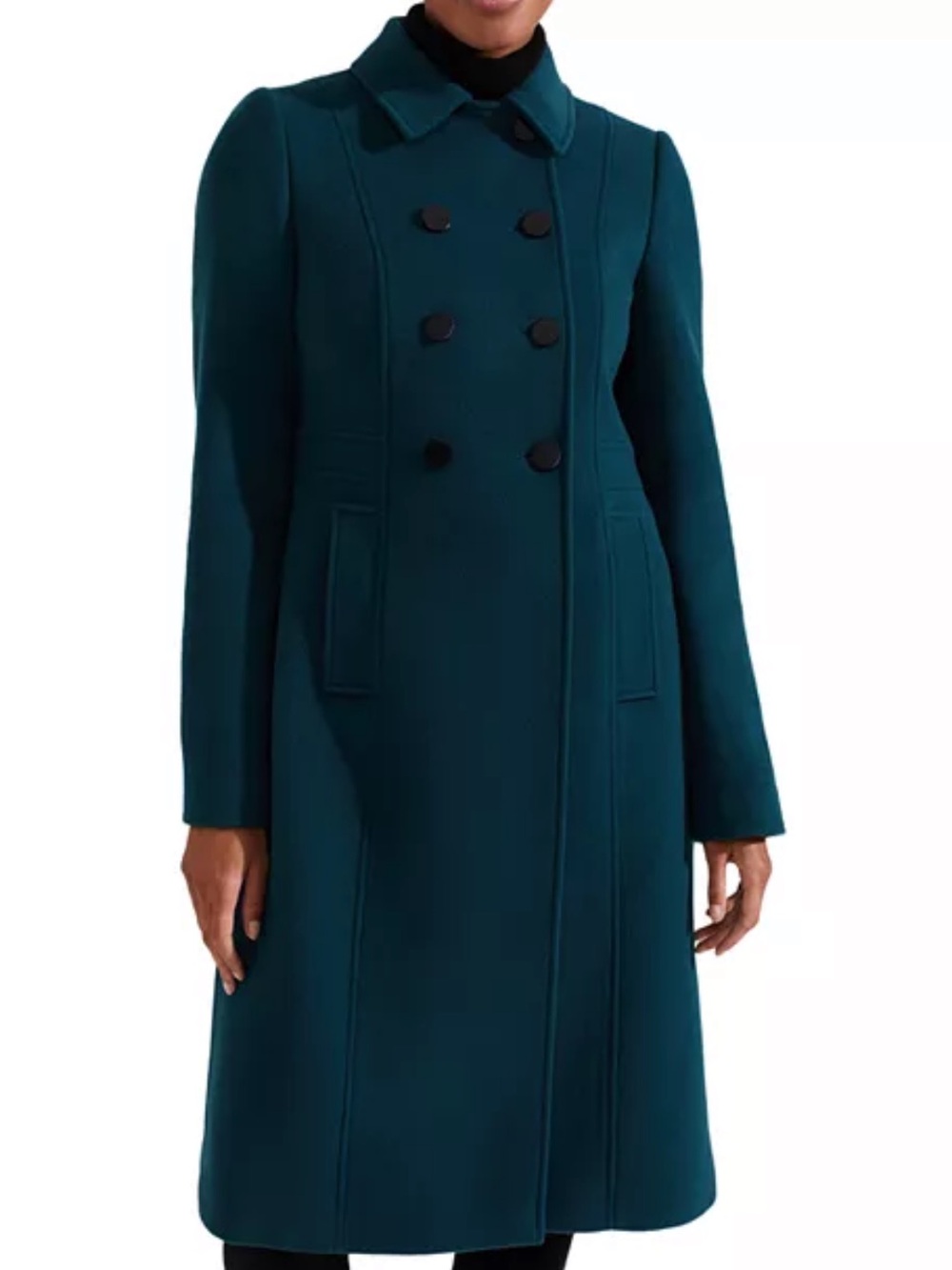 Hobb’s London Jude Double Breasted Teal Wool Coat - Picture 2 of 11